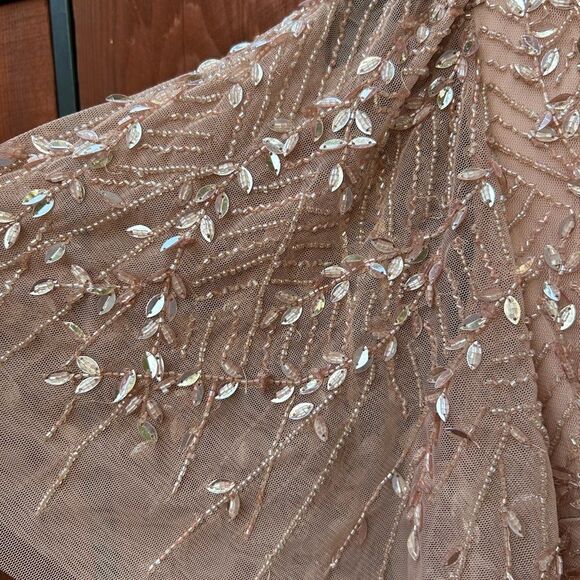 Mac Duggal 35109 Beaded Leaves Butterfly Sleeve Gown size 10 NWT - Picture 6 of 14